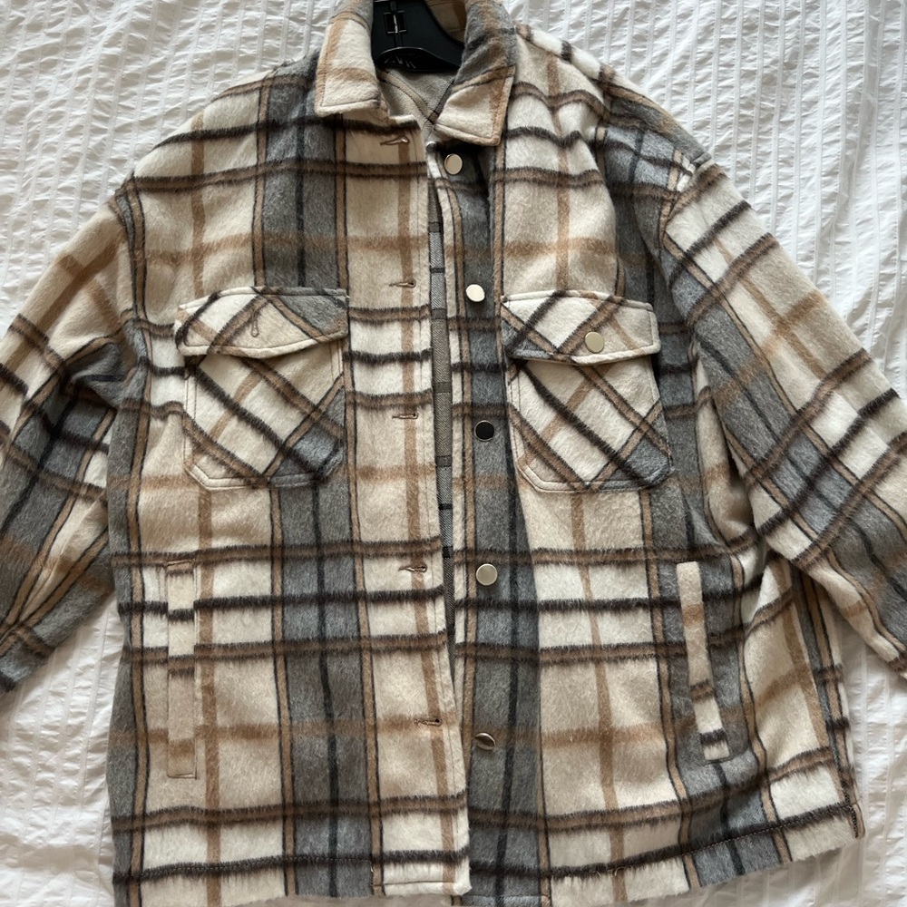 Zara Neutral Plaid Jacket